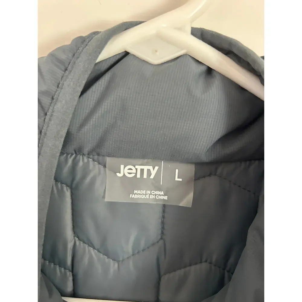 Jetty Men's Packable Insulated Jacket Gray Blue Full Zip Size Large